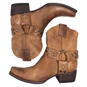 Old Gringo Sally Brown Distressed Harness Ankle Western Boots Womens 6.5 B